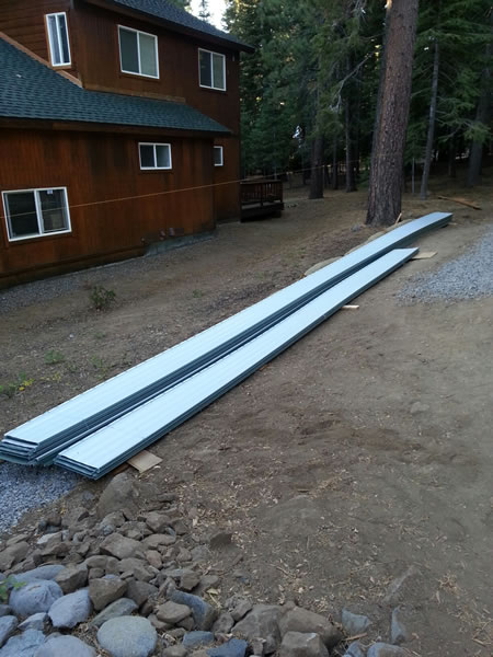 Metal roofing, fabricated on site.