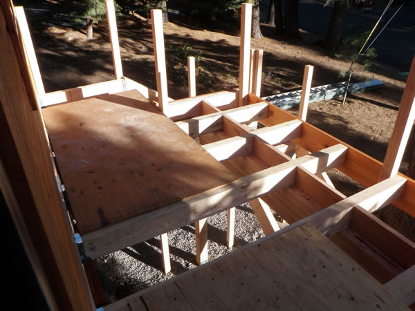 Deck stairway framework built.