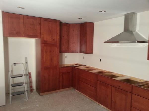 All the wall cabinets installed by Oct. 29th as well as the new stove vent.