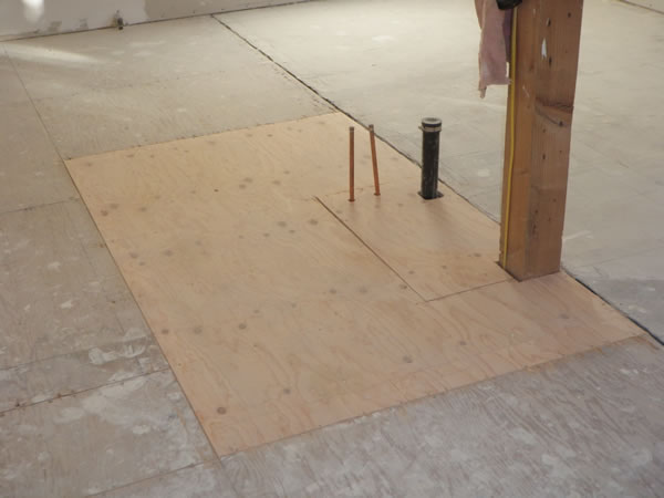 New electrical, water & waste lines in place for the new island.