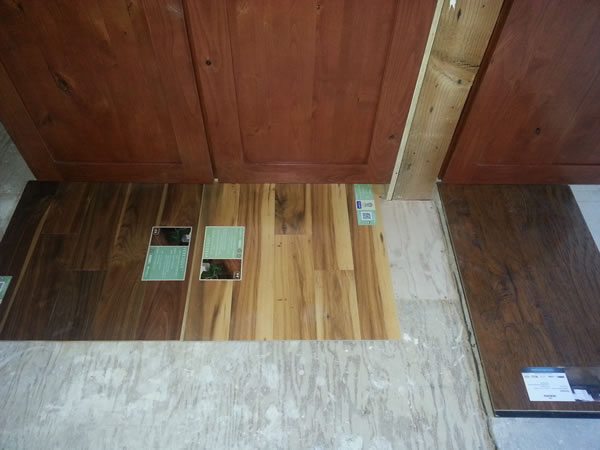 The three top choices.  We choose the lighter one which looked much darker after installation.