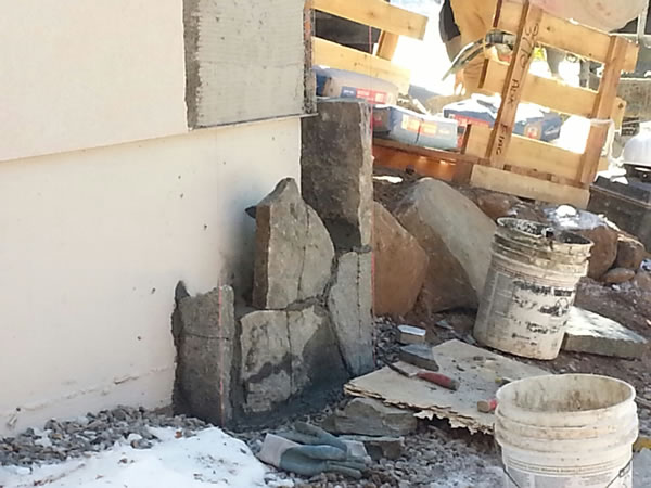 Starting the granite corner.