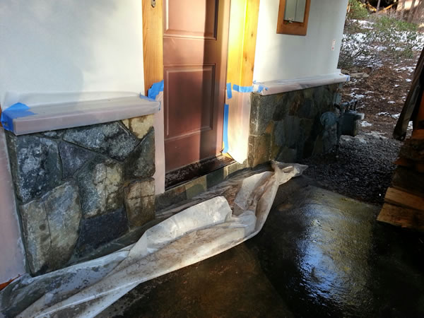 Granite installed around the 1st floor entry door.