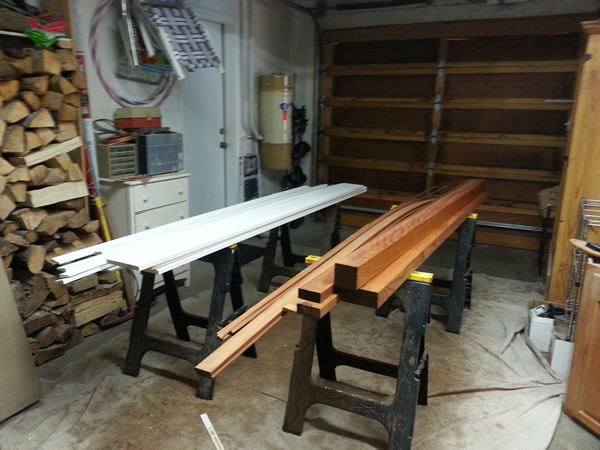 Garage staging area for cutting, staining and painting!